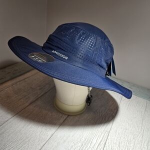 Mission Hydroactive Cooling UPF 50 OS Navy Blue Brim Bucket Hat Stay Cool NEW